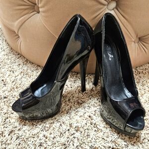Qupid Patent Leather Platform Heels